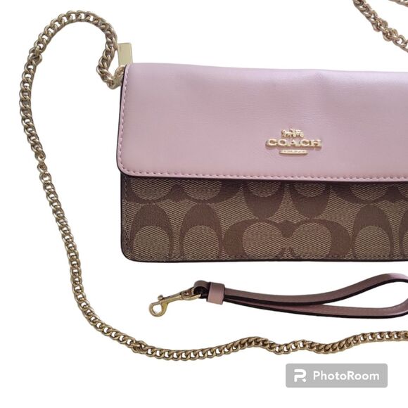 COACH PINK/BROWN WRISTLET/PURSE - Picture 1 of 16